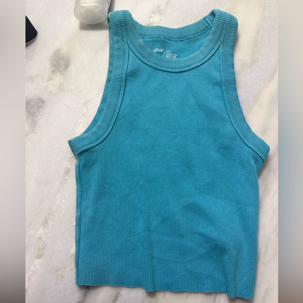 aerie Ribbed crop Tank Top in Turquoise
